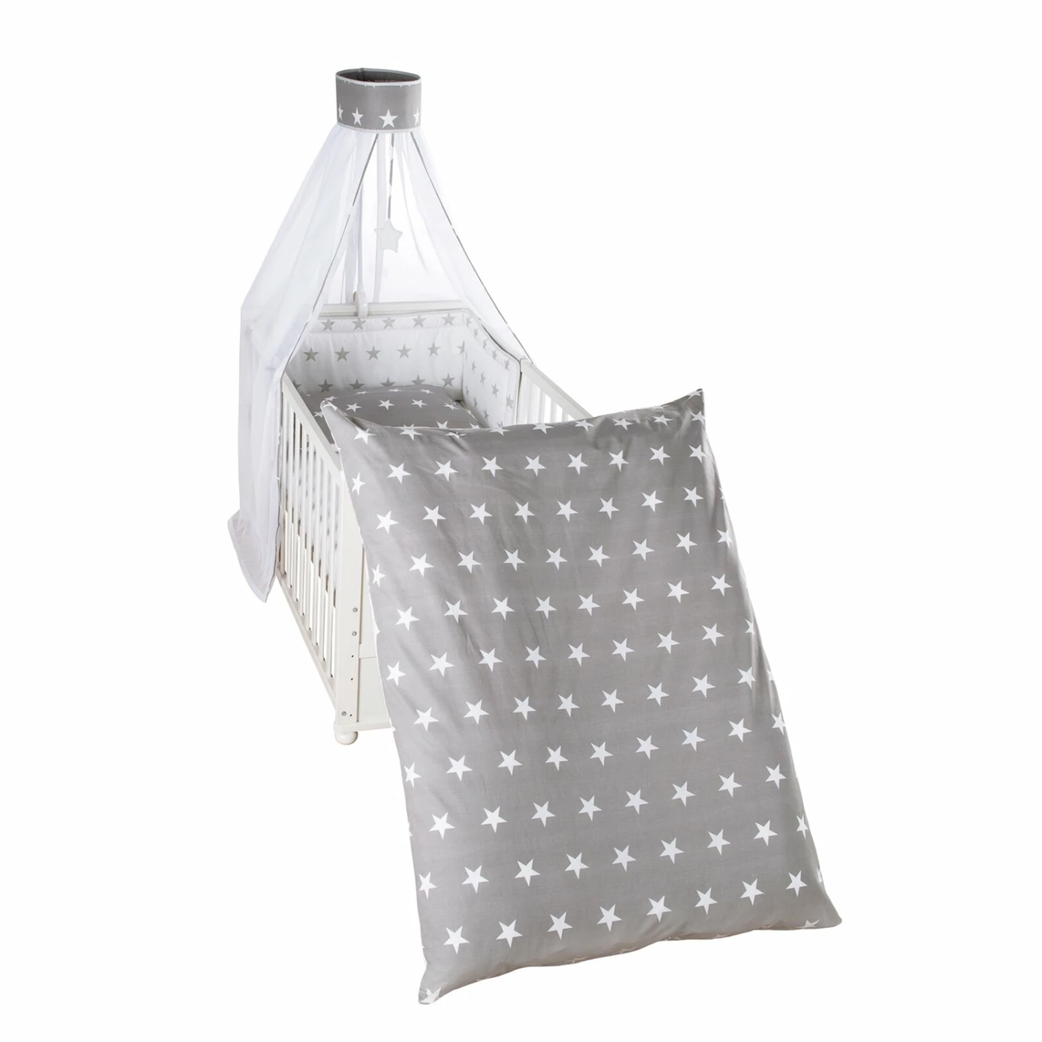 Babybettwäsche LITTLE STARS - grau-weiß - 100x135 cm 5 Babybettwäsche LITTLE STARS - grau-weiß - 100x135 cm – Bild 3