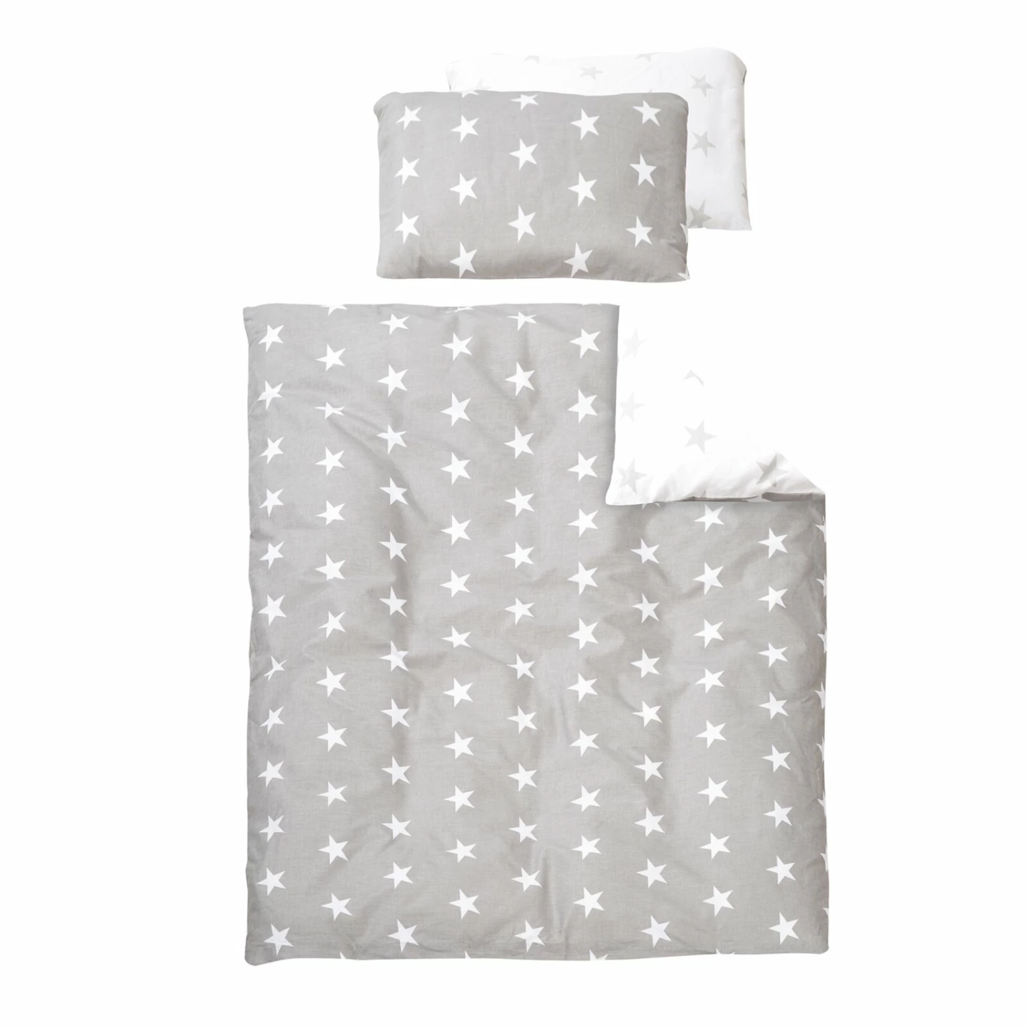 Babybettwäsche LITTLE STARS - grau-weiß - 100x135 cm 3 Babybettwäsche LITTLE STARS - grau-weiß - 100x135 cm