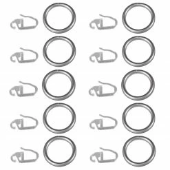 10er-Pack Gardinenringe - titan - mit Faltenleghaken