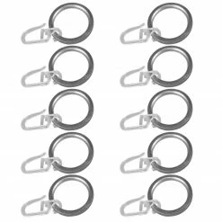10er Pack Gardinenringe - chrom - mit Faltenlegehaken