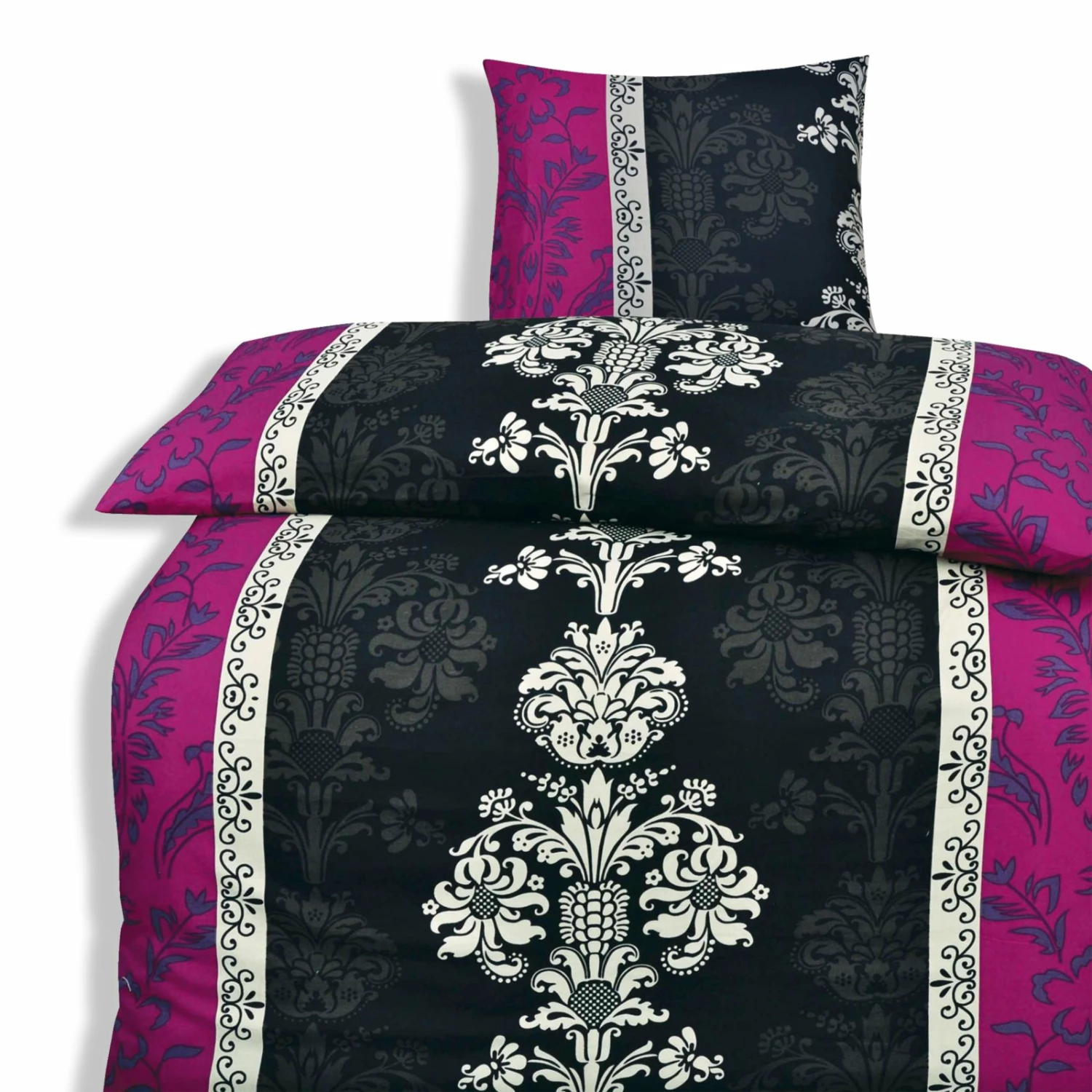 Microfaser-Bettwäsche - lila-schwarz - 135x200 cm 3 Microfaser-Bettwäsche - lila-schwarz - 135x200 cm