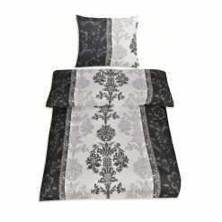 Microfaser-Bettwäsche - schwarz-grau - 135x200 cm