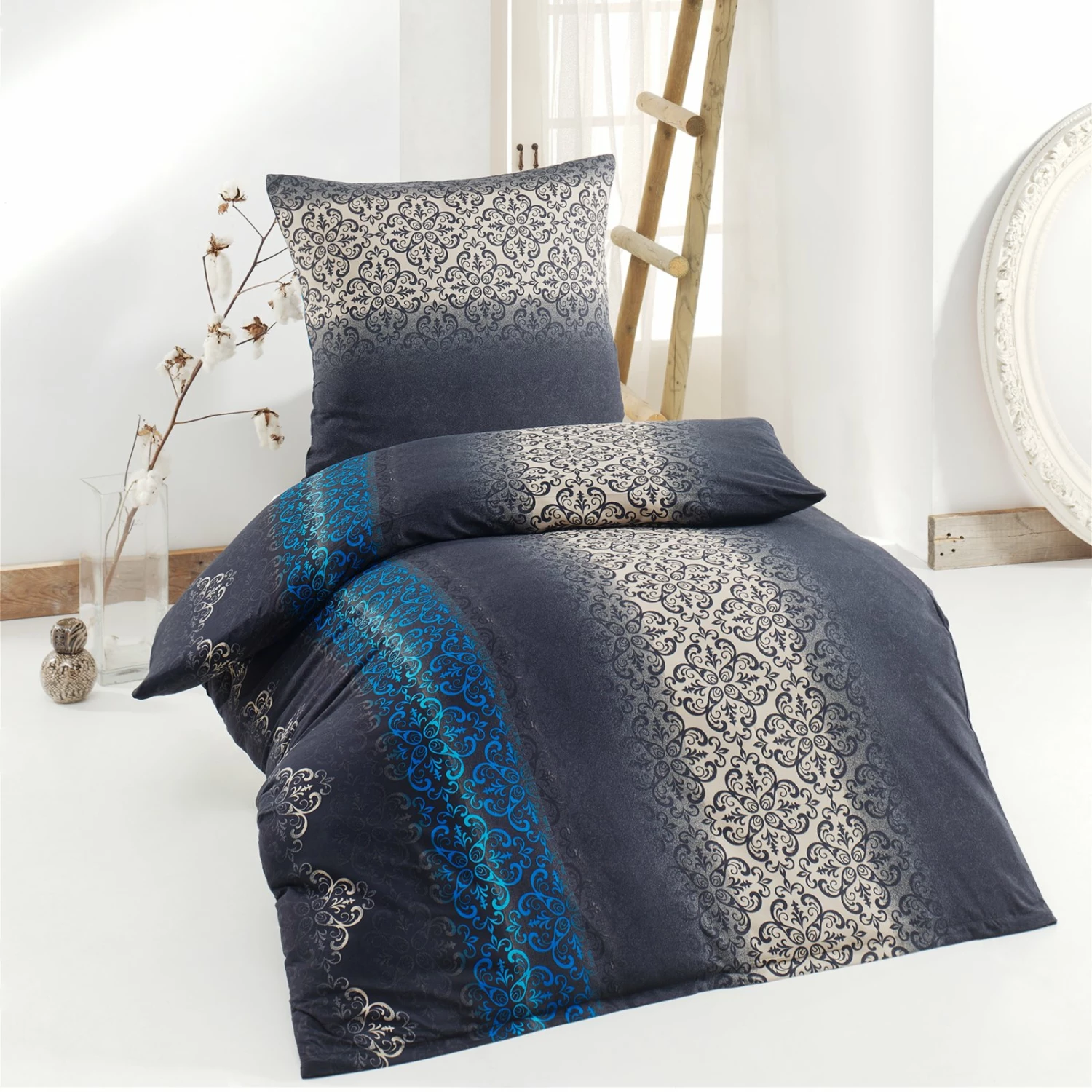Microfaser-Bettwäsche - schwarz-blau - 135x200 cm 4 Microfaser-Bettwäsche - schwarz-blau - 135x200 cm – Bild 2