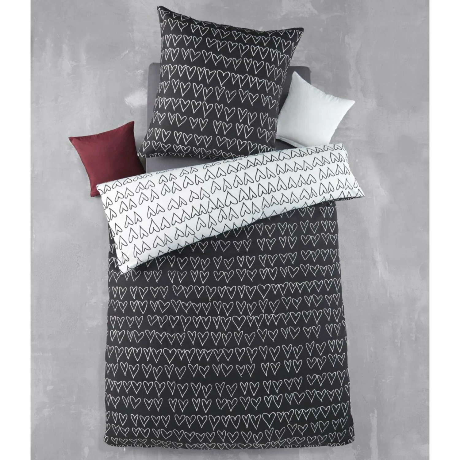 Microfaser-Bettwäsche - schwarz-weiß - Hearty - 135x200 cm 4 Microfaser-Bettwäsche - schwarz-weiß - Hearty - 135x200 cm – Bild 2