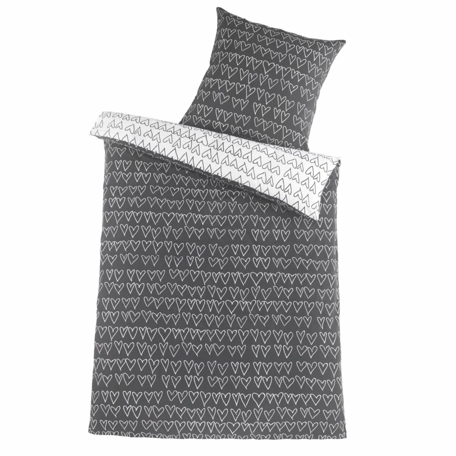 Microfaser-Bettwäsche - schwarz-weiß - Hearty - 135x200 cm 3 Microfaser-Bettwäsche - schwarz-weiß - Hearty - 135x200 cm