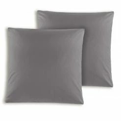 2er-Pack Kissenbezüge - stahlgrau - 80x80 cm
