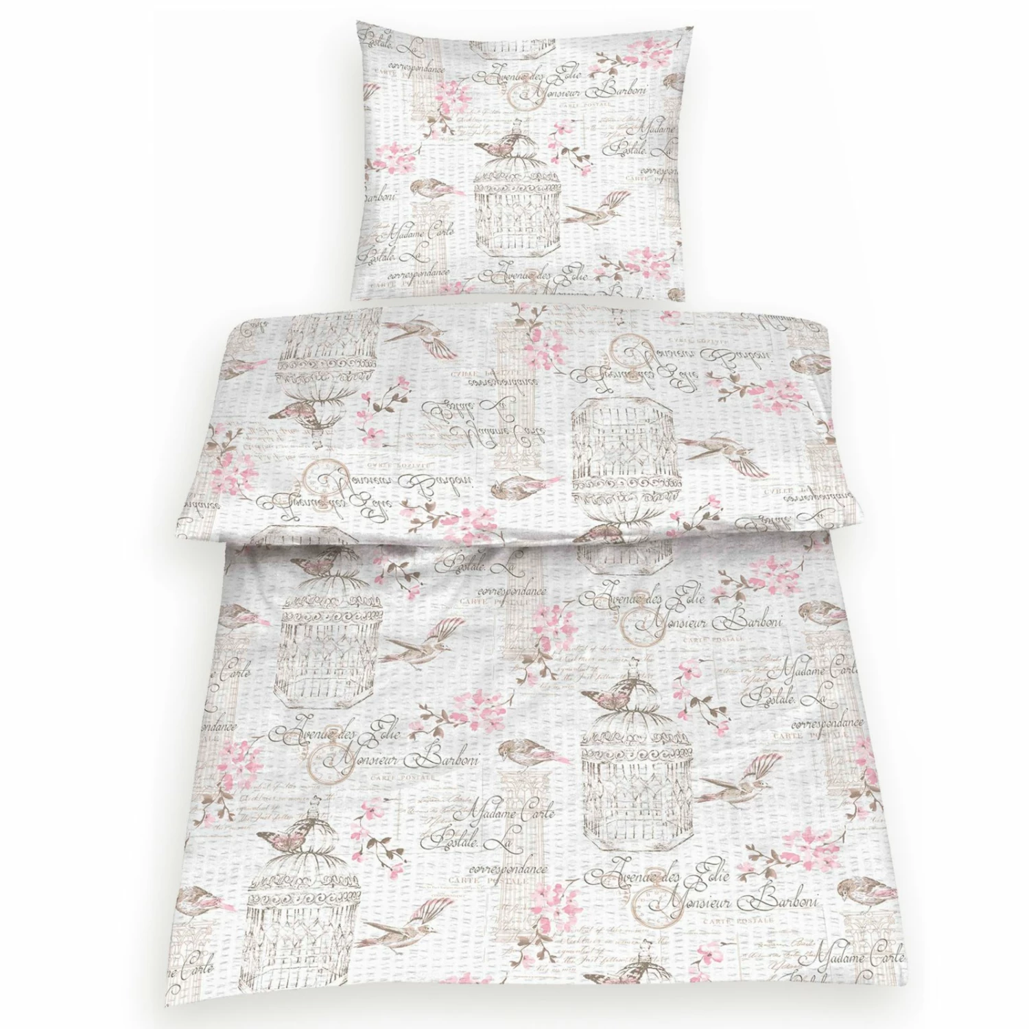 Sersucker-Microfaser-Bettwäsche - rosa-weiß - 135x200 cm 3 Sersucker-Microfaser-Bettwäsche - rosa-weiß - 135x200 cm