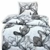 Renforcé-Bettwäsche - weiß-grau - Blumen - 135x200 cm -Heimtextilien Verkäufe 0450004310 1600Wx1600H
