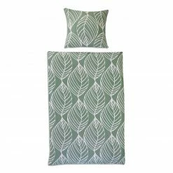 Renforcé-Bettwäsche - grün - Blätter - 135x200 cm
