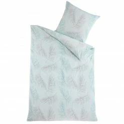 Renforcé-Bettwäsche - grau-blau - Federn - 135x200 cm