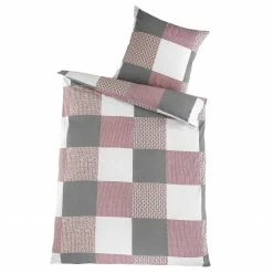 Renforcé-Bettwäsche - grau-weiß-rost - 135x200 cm