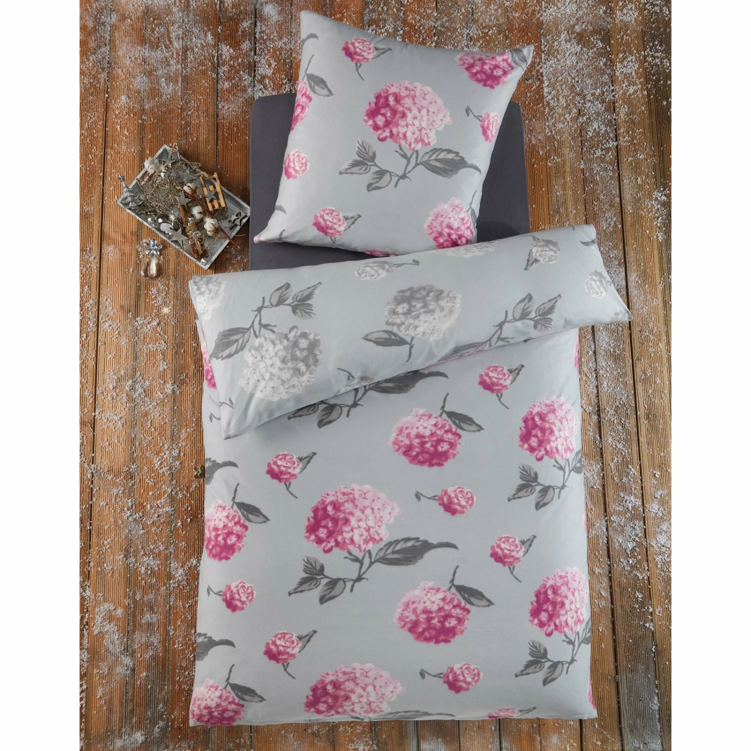 Microfaser-Flausch Wendebettwäsche - Hortensia - 135x200 cm 4 Microfaser-Flausch Wendebettwäsche - Hortensia - 135x200 cm – Bild 2