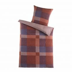 Microfaser-Flausch-Bettwäsche - braun-blau - 135x200 cm