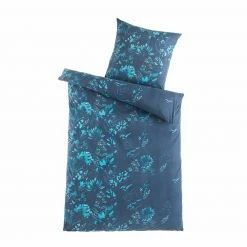 Microfaser-Flausch-Bettwäsche - dunkelblau-türkis - 135x200 cm