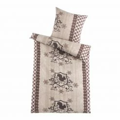 Microfaser-Flausch Bettwäsche - natur-braun - 135x200 cm