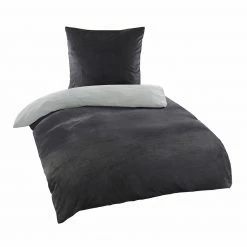 Microfaser-Bettwäsche - anthrazit-silber - Cashmere-Look - 135x200 cm