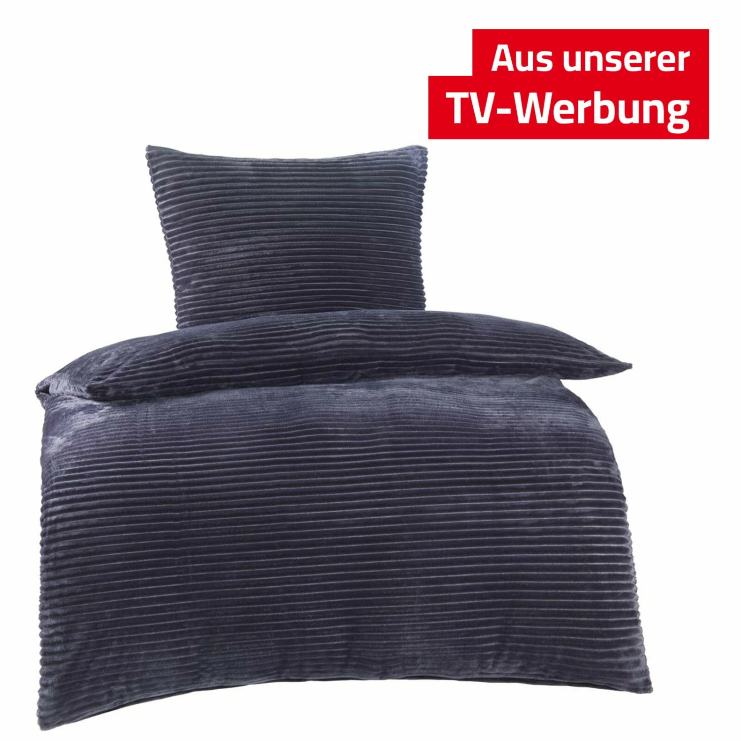 Microfaser-Bettwäsche - anthrazit - Cord-Look - 135x200 cm 2 Microfaser-Bettwäsche - anthrazit - Cord-Look - 135x200 cm