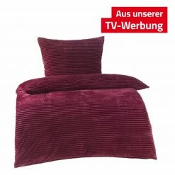 Microfaser-Bettwäsche - bordeaux - Cord-Look - 135x200 cm