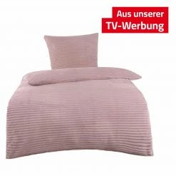Microfaser-Bettwäsche - rosa - Cord-Look - 135x200 cm