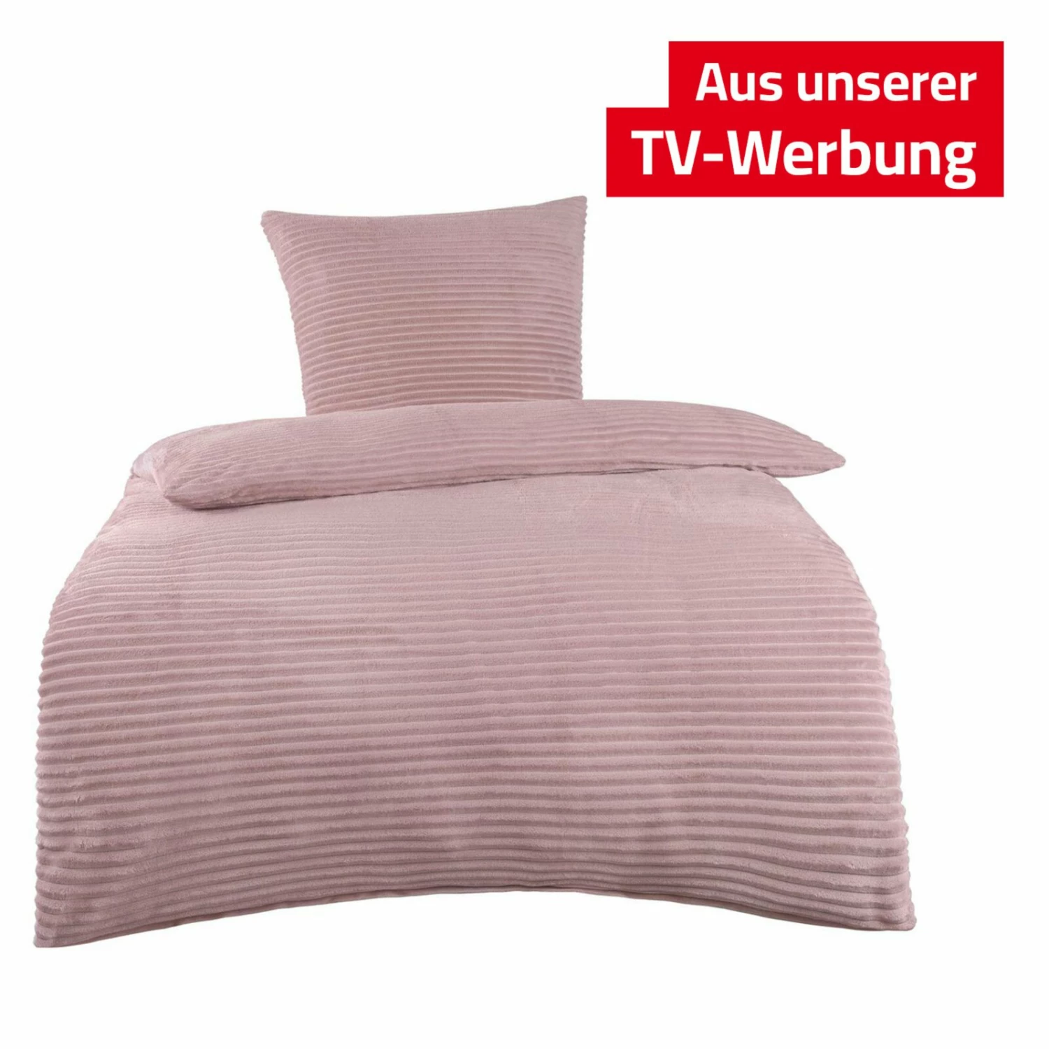 Microfaser-Bettwäsche - rosa - Cord-Look - 135x200 cm 3 Microfaser-Bettwäsche - rosa - Cord-Look - 135x200 cm
