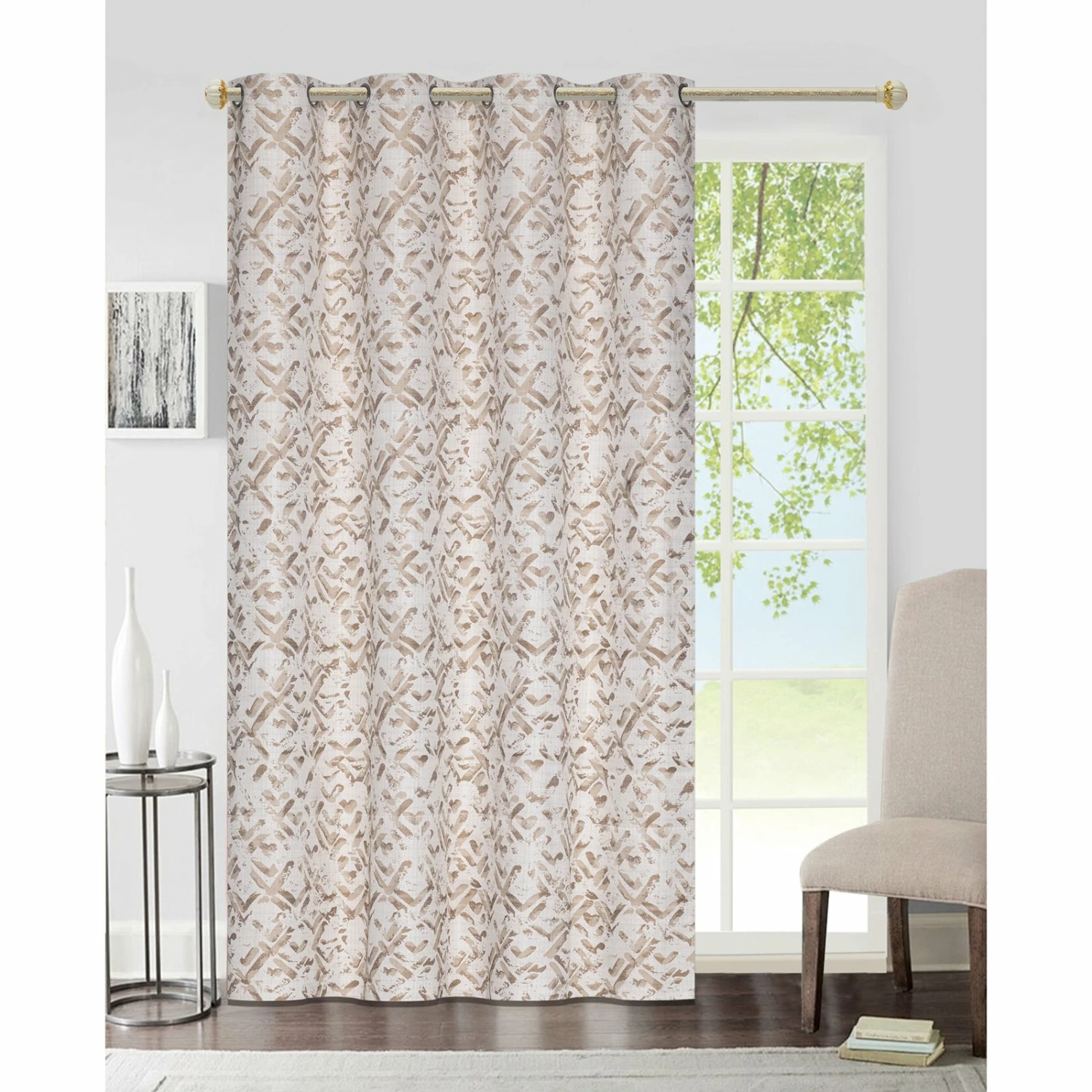 homara Ösenvorhang - beige gemustert - 140x245 cm 4 homara Ösenvorhang - beige gemustert - 140x245 cm – Bild 2