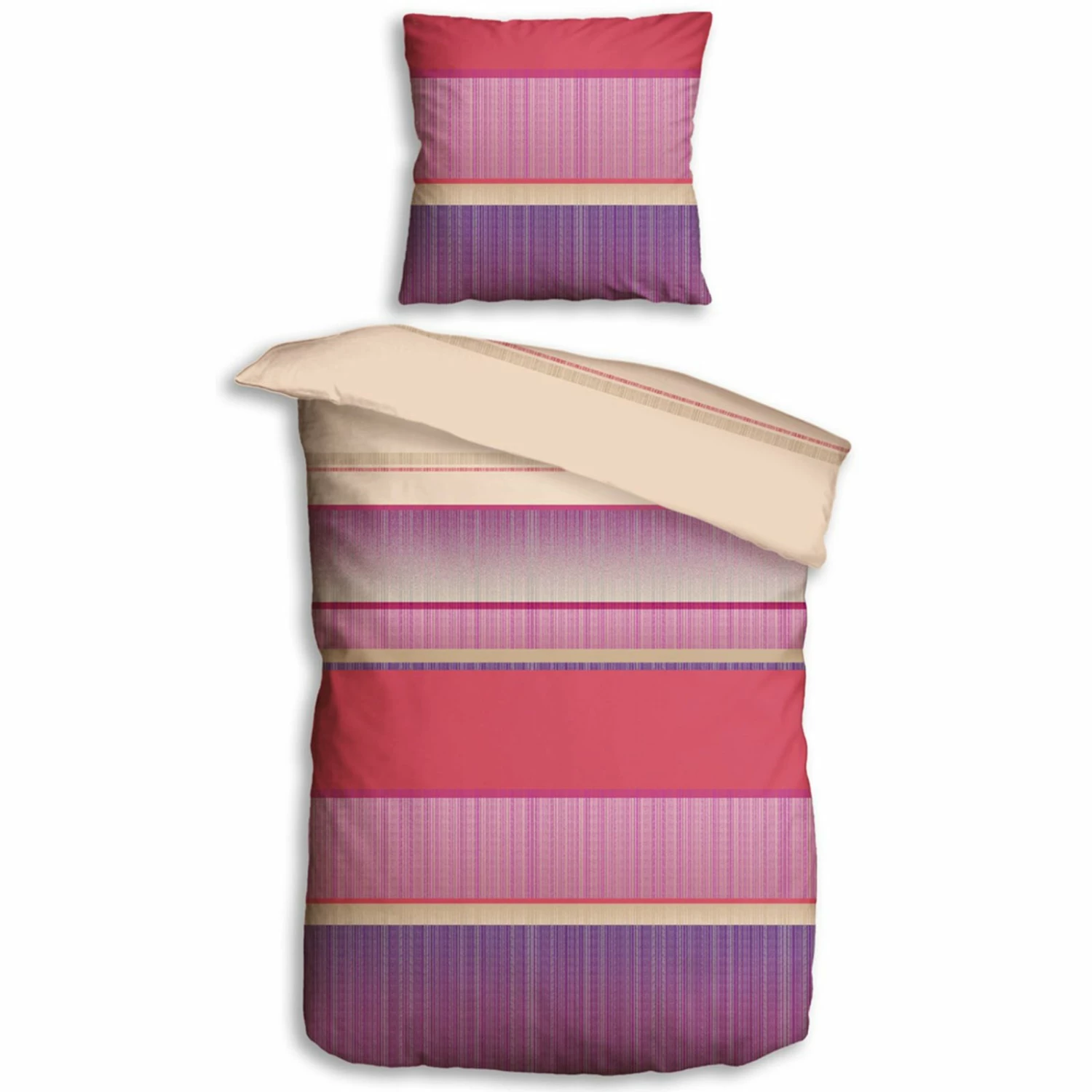 Microfaser-Bettwäsche - beere-natur - 135x200 cm 3 Microfaser-Bettwäsche - beere-natur - 135x200 cm