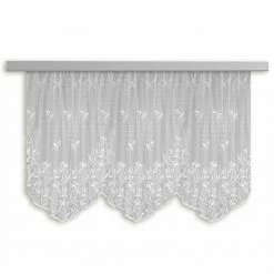 Gardine - Jacquard-Bogenstore - weiß - 300x125 cm