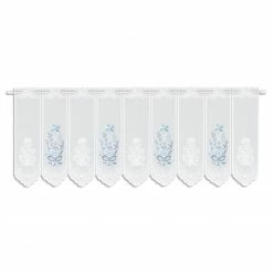 Scheibengardine - weiß-blau - 145x45 cm