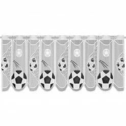 Scheibengardine - Fußball - schwarz-weiß - 145x45 cm