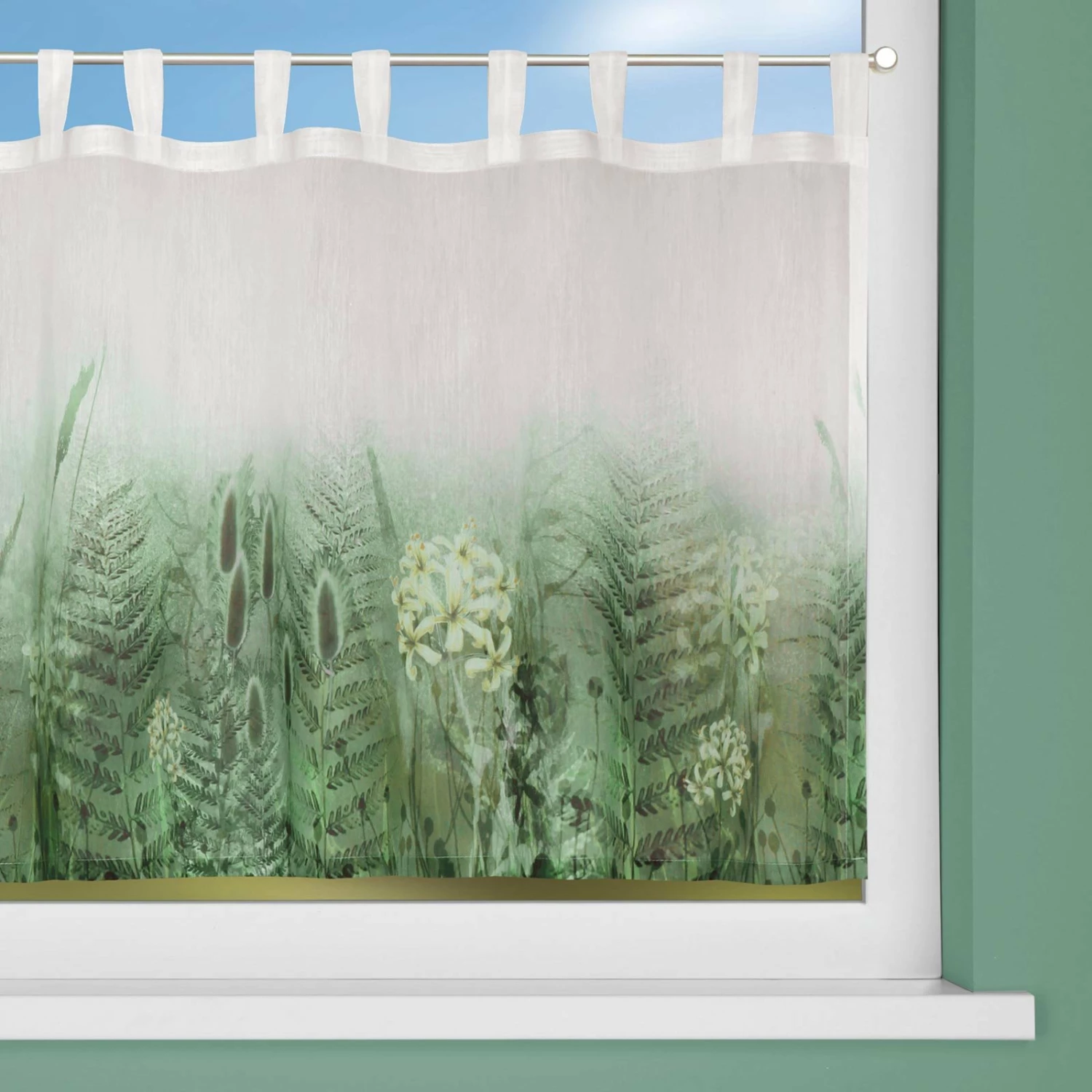 Scheibengardine - grün-weiß - 140x80 cm 4 Scheibengardine - grün-weiß - 140x80 cm – Bild 2