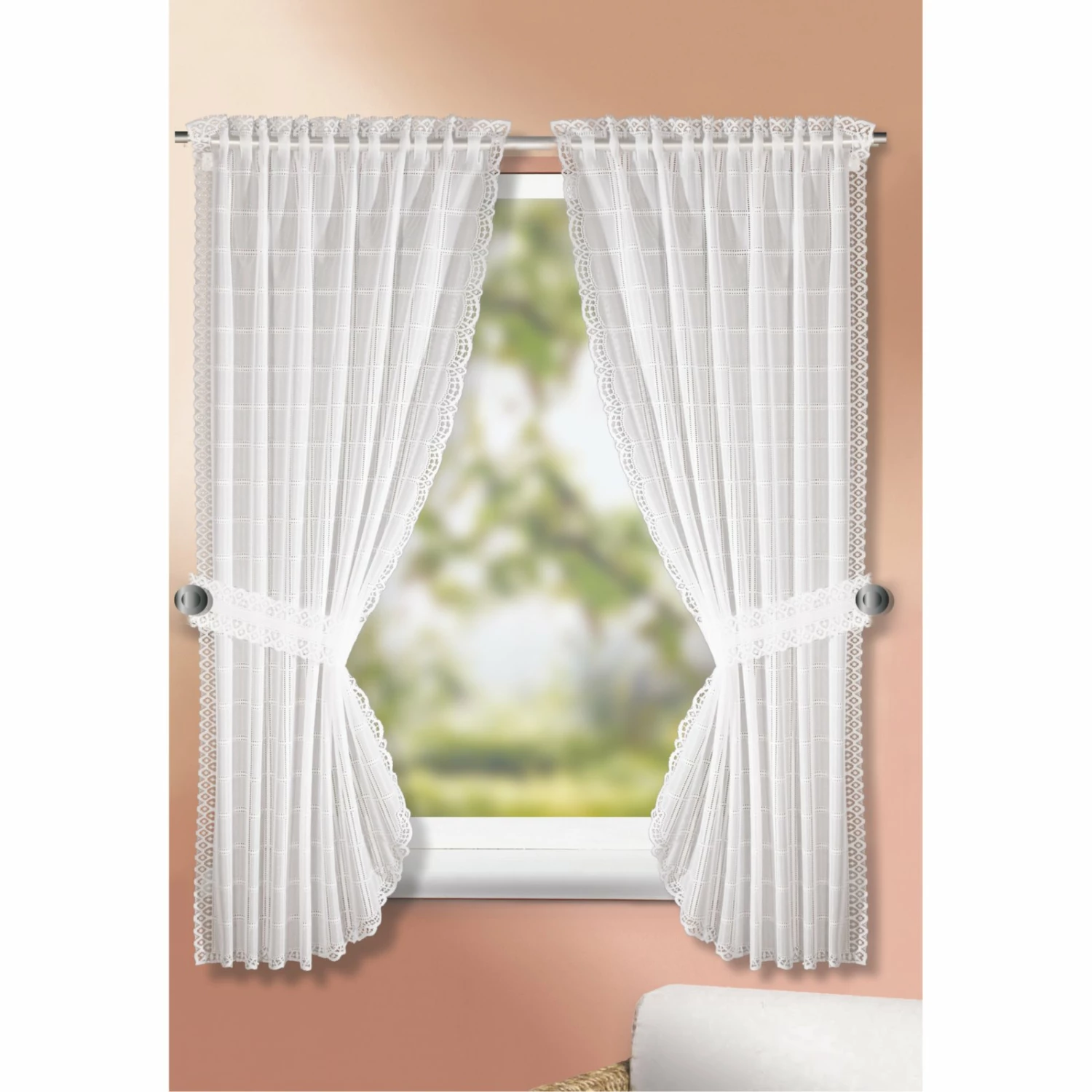 Landhausgardinen-Set - weiß - 90x160 cm 3 Landhausgardinen-Set - weiß - 90x160 cm