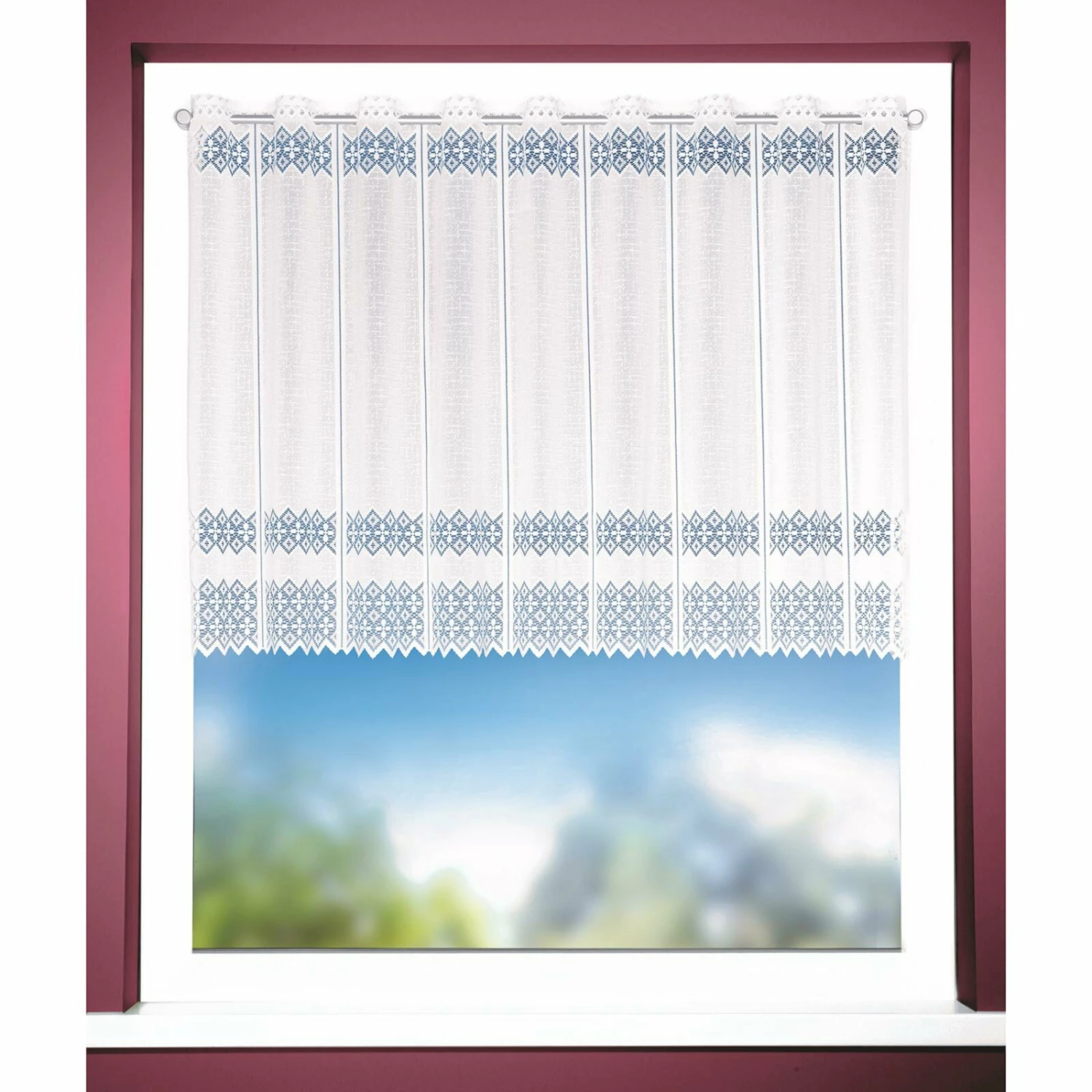 Scheibengardine - weiß - Rautenmuster - 140x75 cm 4 Scheibengardine - weiß - Rautenmuster - 140x75 cm – Bild 2