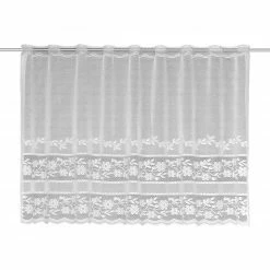 Scheibengardine - Blumenmuster - weiß - 140x75 cm