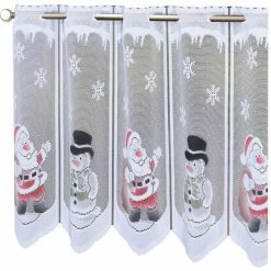 Scheibengardine - Jacquard-Panneau - weiß-rot - 130x50 cm