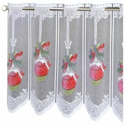 Scheibengardine - Jaquard-Panneau - weiß-rot - 130x45 cm