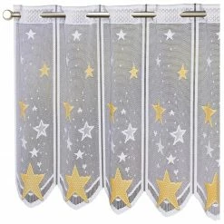 Scheibengardine - Jaquard-Panneau - weiß-gold - 130x45 cm