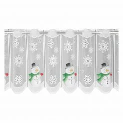 Scheibengardine - Schneemann - weiß-grün - 130x45 cm