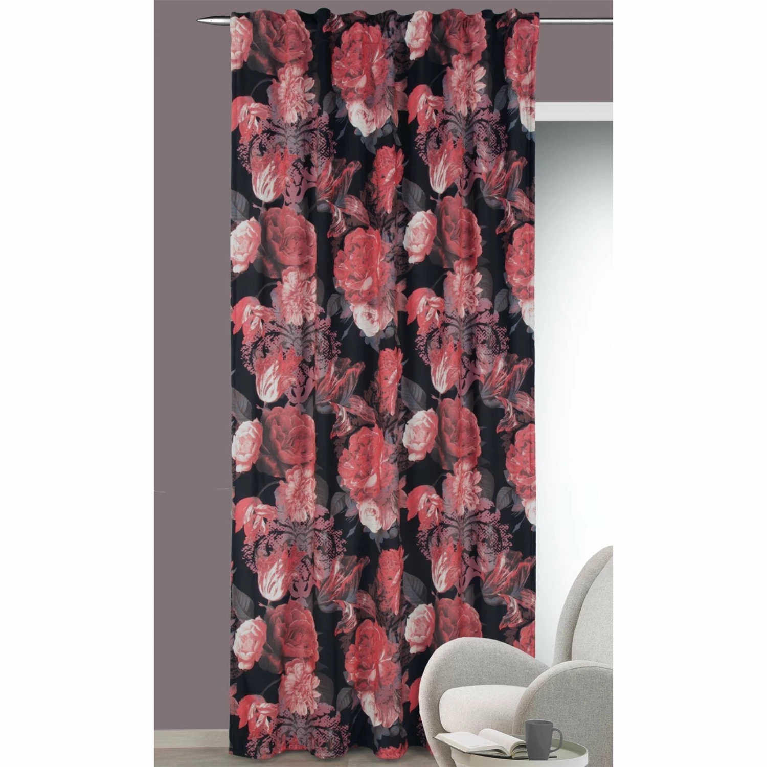 Schlaufenschal - schwarz-bordeaux - 135x245 cm 4 Schlaufenschal - schwarz-bordeaux - 135x245 cm – Bild 2