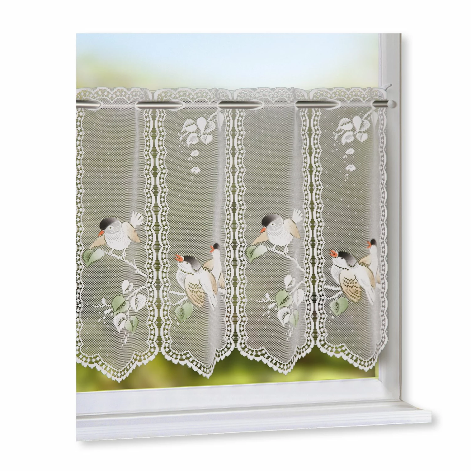 Scheibengardine - Vogel - weiß-bunt - 150x45 cm 3 Scheibengardine - Vogel - weiß-bunt - 150x45 cm