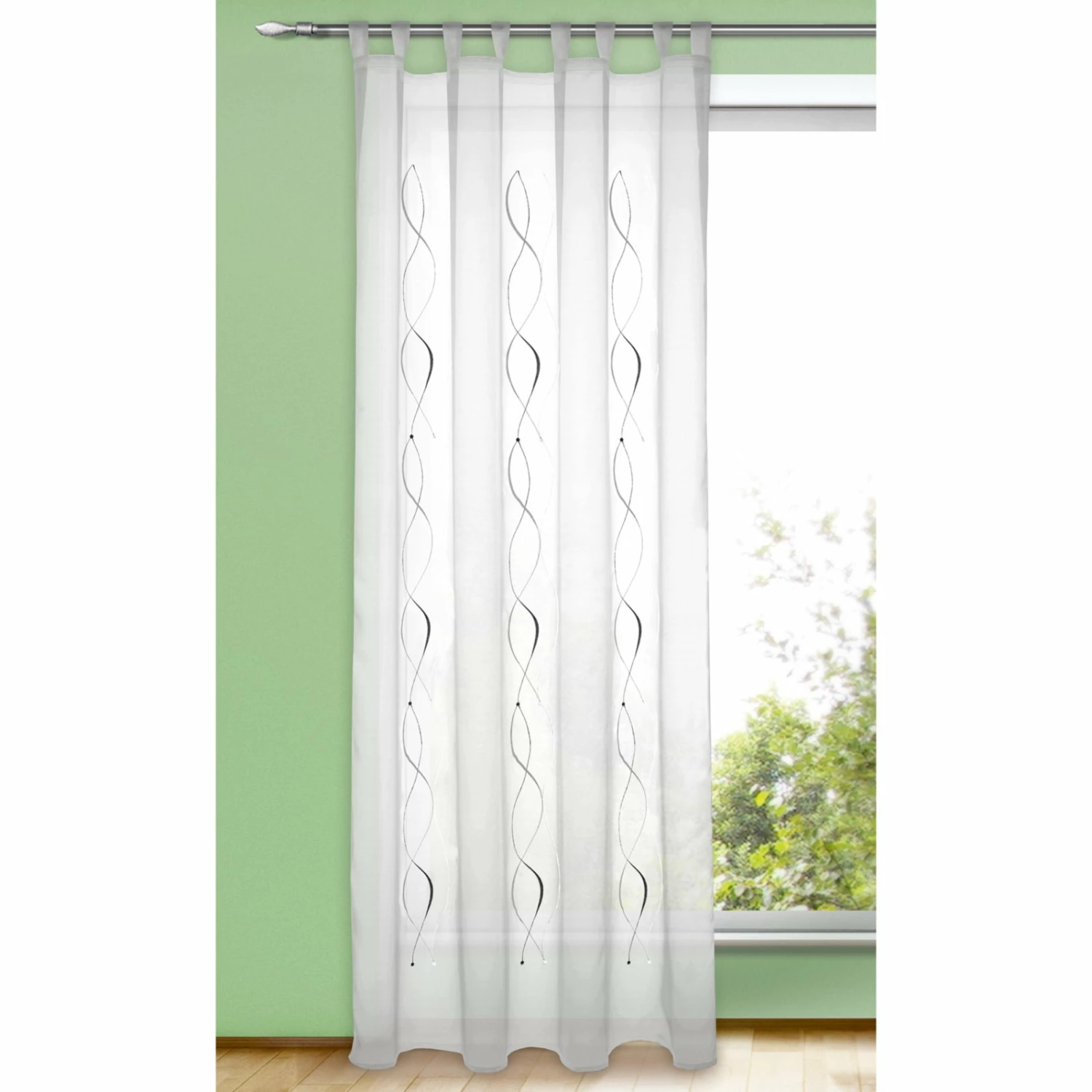 Stick-Schlaufenschal - weiß-anthrazit - 140x245 cm 4 Stick-Schlaufenschal - weiß-anthrazit - 140x245 cm – Bild 2