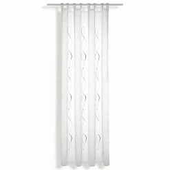 Stick-Schlaufenschal - weiß-anthrazit - 140x245 cm