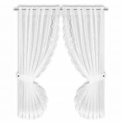 Gardinen Set - weiß - Raffhalter - 90x160 cm