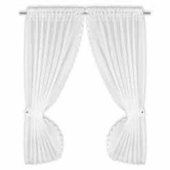 Gardinen Set - weiß - Raffhalter - 90x160 cm