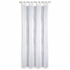 Stick-Schlaufenschal - weiß-fuchsia - 140x170 cm