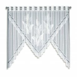 Scheibengardine - weiß - florales Muster - 100x180 cm