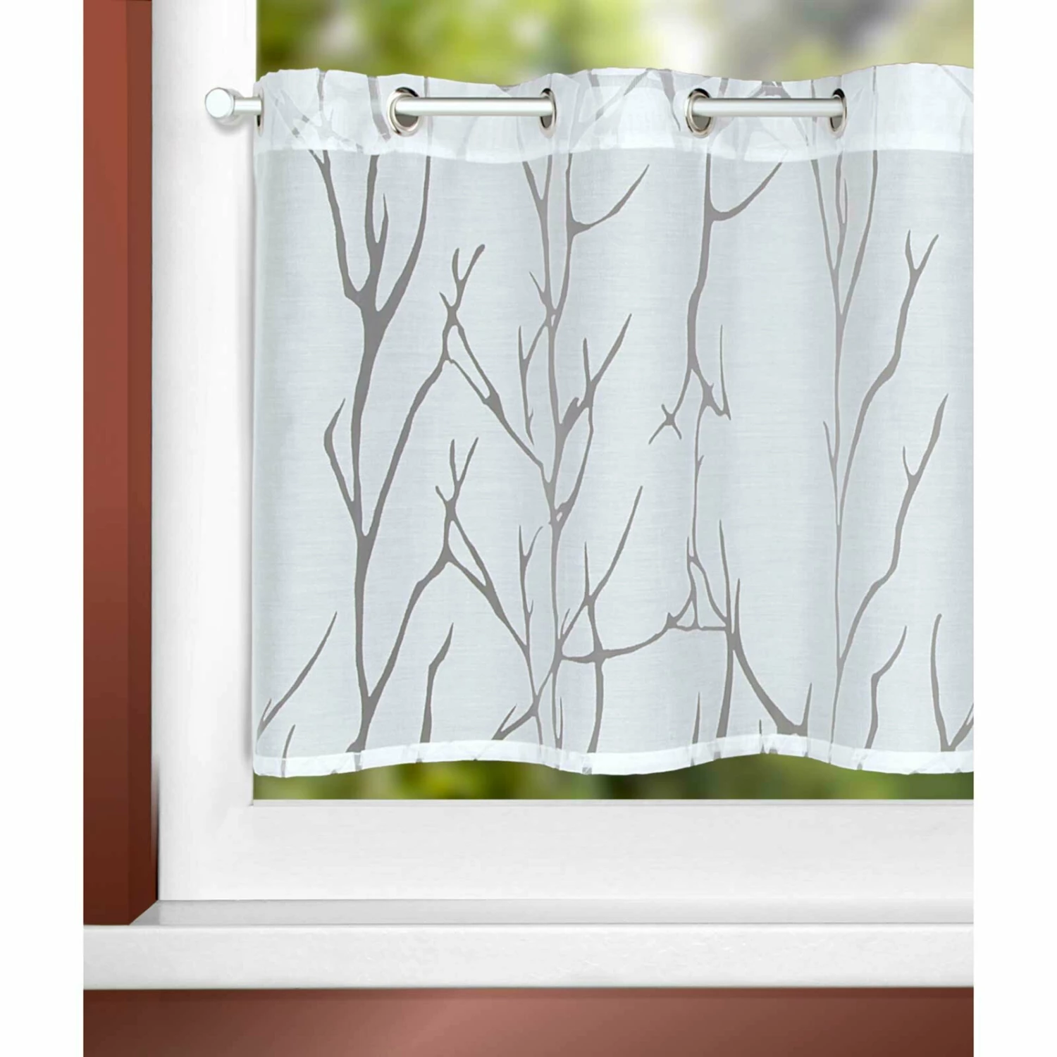 Ösenpanneaux - weiß - Zweige - 135x45 cm 4 Ösenpanneaux - weiß - Zweige - 135x45 cm – Bild 2