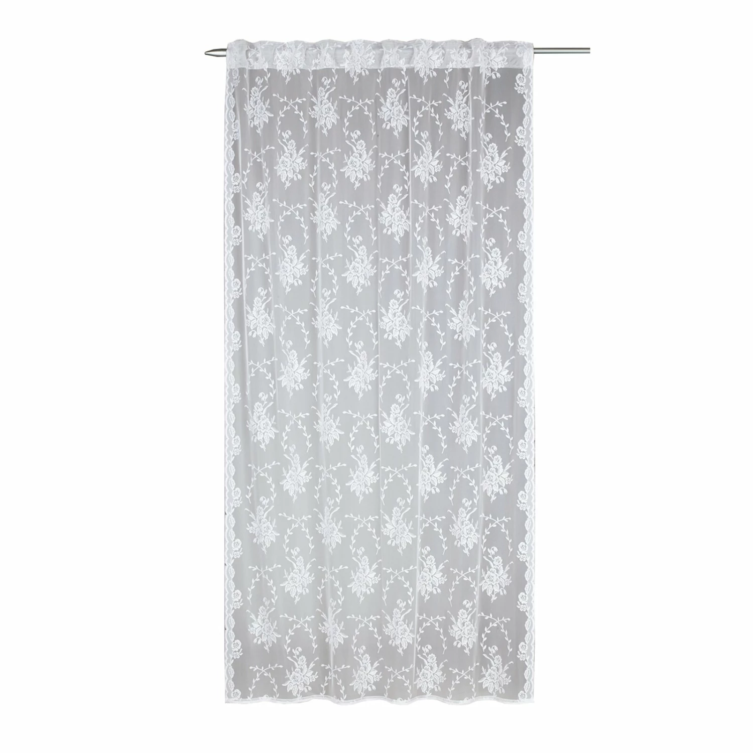 Gardine - weiß - Rosen - 140x245 cm 3 Gardine - weiß - Rosen - 140x245 cm