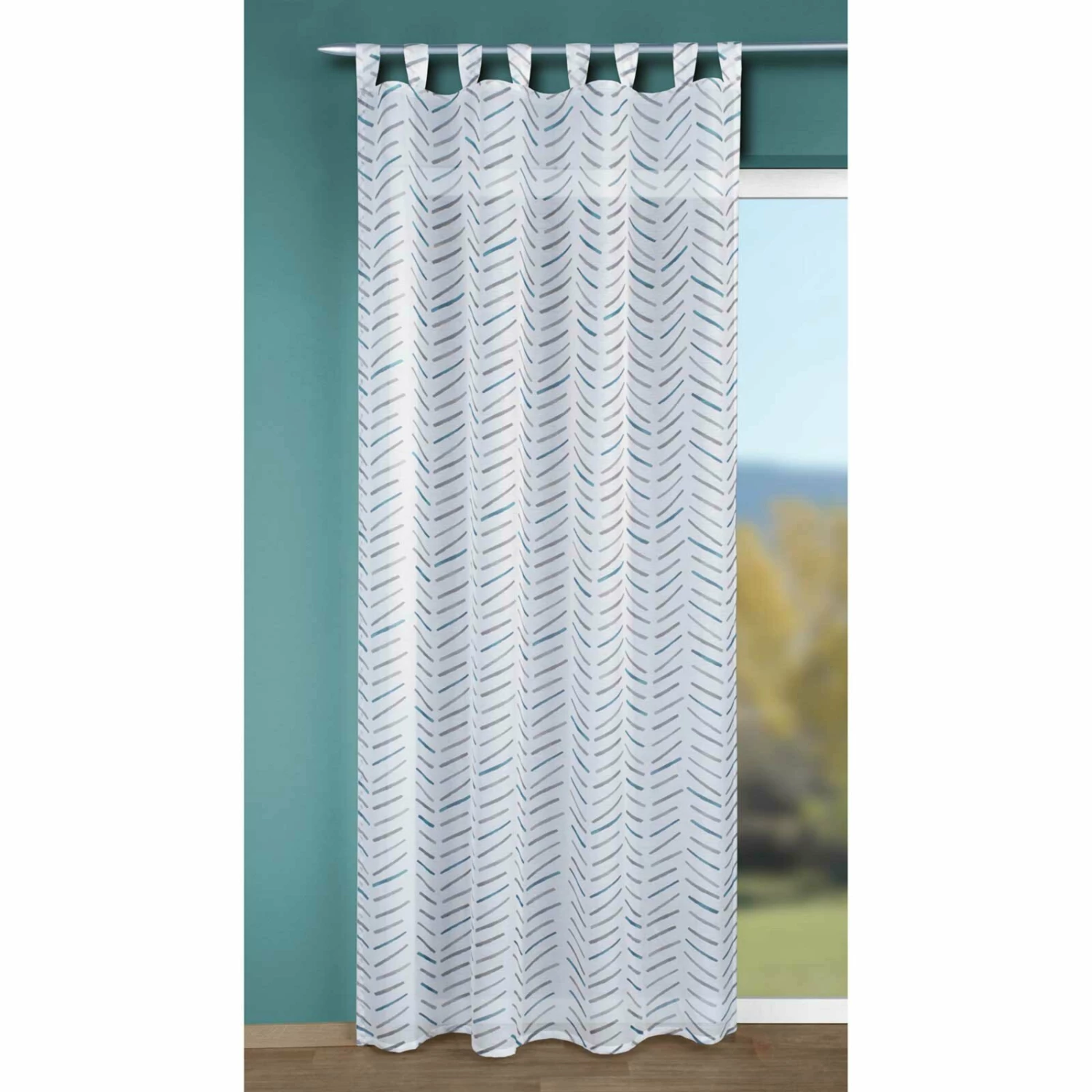 Schlaufenschal - weiß-grau-petrol - 140x245 cm 4 Schlaufenschal - weiß-grau-petrol - 140x245 cm – Bild 2