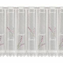 Bistro-Gardine - Lavendel - weiß-flieder 150x45 cm