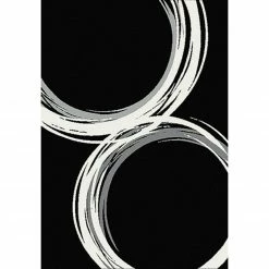 Kurzflorteppich - schwarz-weiß-grau - 80x150 cm